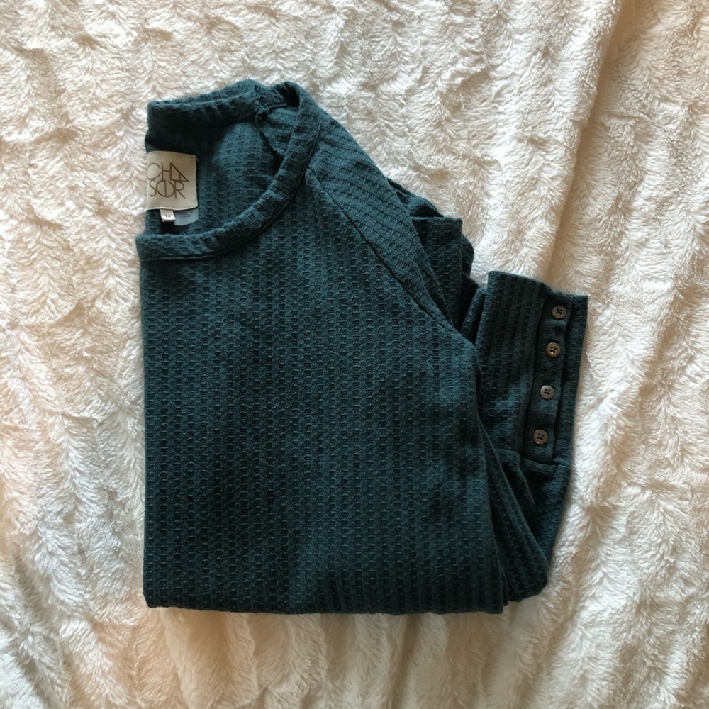 Chaser Thermal Long Sleeve Double Scoop Button Tee